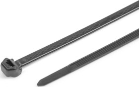 Cable tie, PP, (L x W) 200 x 4.9 mm, bundle-Ø 1 to 50 mm, black, -40 to 110 °C, 118-00270