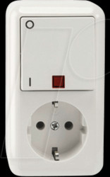 MEG3499-8719 Combination socket/off-control switch - 2-pin, polar white, surf