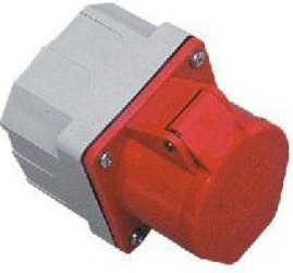 Gniazdo tablicowe z puszką 32A 4P 400V czerwone IP44 324-6p