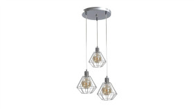 Lampa Wisząca Loftowa 3X E27 Foskal Silver