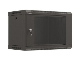 Szafa instalacyjna rack wisząca 19 6u 540x350 czarna drzwi przeszklone lanberg (flat pack) WF03-5306-10B