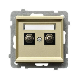 SONATA Gniazdo ekwipotencjalne podwójne szampański złoty GPE-2R/m/39