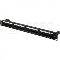 Patch panel RACK 19" kat.6A 24p UTP z półką czarny Alantec