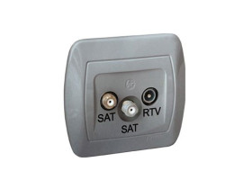 AKORD Gniazdo antenowe SAT/SAT/RTV końcowe aluminiowy metalik częstotliwość dla wejścia SAT 5-2400MHz RTV 5-862MHz AZAR+SAT3.1-P