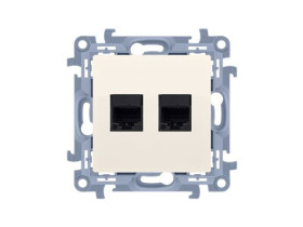 SIMON 10 Gniazdo komputerowe podwójne RJ45 kat.6 ekranowane kremowe C62.01/41 KONTAKT SIMON