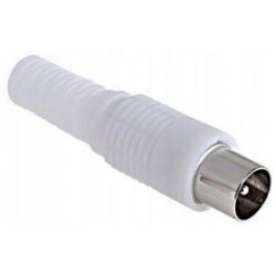 Wtyk antenowy TV biały długi zaciskany skręcany