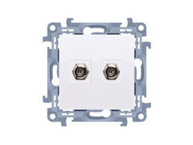 SIMON 10 Gniazdo antenowe typu "F" podwójne białe CASF2.01/11 KONTAKT SIMON