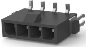 Pin header, 4 pole, pitch 3 mm, straight, black, 2-1445052-4