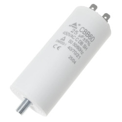 Kondensator rozruchowy do silnika 25uF 450VAC, 4 konektory, 40x93mm