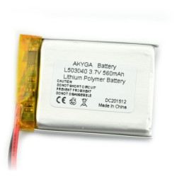 Akumulator Li-Pol Akyga 560mAh 1S 3,7V - przewody 100 mm - 40x30x5mm