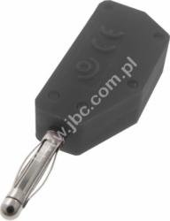 215-SW Wtyczka izolowana 2mm lamelkowa z dodatkowym gniazdem 2mm, czarna, ELECTRO-PJP, 215SW