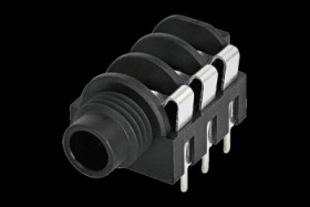 6.35 mm jack panel socket, 3 pole (stereo), solder connection, PA, NMJ6HHD2