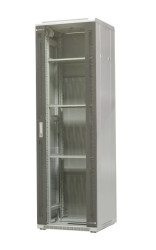 szafa ramowa stojąca EmiterNet Top, 42U, wym. 600X600x1980 (szer. x gł. x wys. mm), drzwi blacha/szkło w komplecie panel 2 wenty