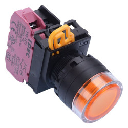 YW1L-AF2E01Q3A Amber 12V illuminated 22mm Maintained Shrouded Push Button Switch NC IP65 IDEC