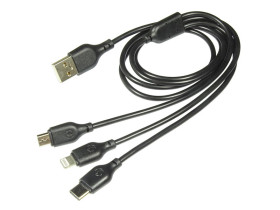 Kabel USB micro + typ-C + iPhone 1.0m NB103 2.1A czarne