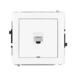 DECO Mechanizm gniazda komputerowego pojedynczego 1xRJ45, kat. 6, 8-stykowy, bez pola opisowego, biały mat 25DGKBO-3