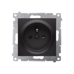 Simon 54 Gniazdo wtyczkowe z uziemieniem i przesłonami (moduł) 16A 250V szybkozłącza, czarny mat DGZ1CZ.01/49