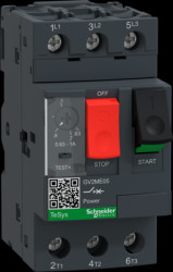 Motor protection switch, 3 pole, 630 mA to 1 A, 0.37 kW, 1 A, screw connection, GV2ME05TQ