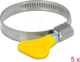 19517 Hose clips with wing nut, 32 - 50 mm, 5 pieces, stainless steel