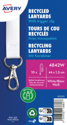 4842W Lanyard, 440 x 15 mm, white, 10 pieces