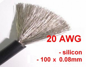 20 AWG Flexible Tinned Copper Silicone Wire - 100 Wires - 0.5 mm2 - Black