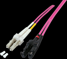 FO patch cable, E2000 to LC duplex, 15 m, OM4, multimode 50/125 µm, O0341.15
