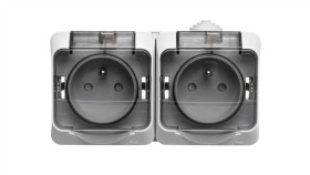 Cedar Plus Gniazdo Hermetyczne Podwójne Z/U 16A Ip44 Szare Wde000624