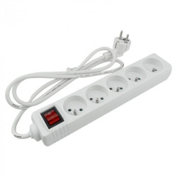 Przedłużacz 1.5m 5GN z przełącznikiem biały CB-13069