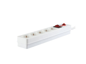 VT-1135-2 Listwa mieszkaniowa z wyłącznikiem i zabezpieczeniem 5 gniazd 3x1.5 X 1.4M biały 8818 V-TAC