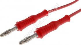 2010-50-RT Przewód z 2 wtykami prostymi Ø4mm, PVC 0,75mm2 w podwójnej izolacji, dł. 50 cm, czerwony, ELECTRO-PJP, 201050RT, 2010
