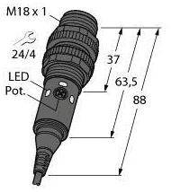 Bezzwrotny czujnik fotoelektryczny Turck S18-2VNRS-2M 3086566 1 szt.