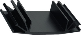 Extruded heatsink, (L x W x H) 37.5 x 70 x 15 mm, 5 to 3 K/W, black anodized, 10018889
