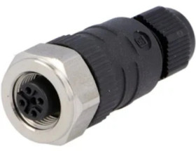 Złącze do samokonfekcjonowania M12 żeńskie proste 4-pinowe z nakrętką RKCN 4/7