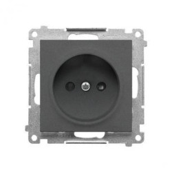 Simon 55 Gniazdko wtyczkowe bez uziemienia z przesłonami (moduł) 16 A, 250 V~, szybkozłącza Grafitowy mat TG1CZ.01/116