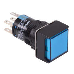 AL6Q-M21PS Blue 16mm 5VDC Momentary Square illuminated Push Button Switch IP65 DPDT
