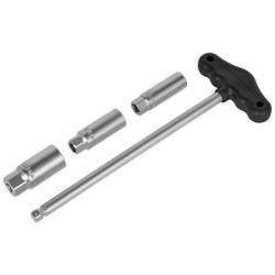 Sealey AK6550 T-Bar &amp; Rubber Insert Spark Plug Socket Set 4pc 3/8&quot;Sq Drive