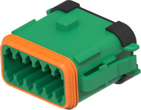Socket, unequipped, 12 pole, straight, 2 rows, green, DT06-12SC-CE05