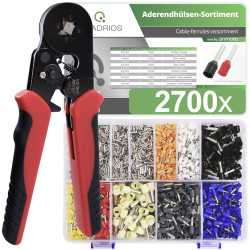 Quadrios 23T045 Ferrule Set 8 Sizes Crimping Tool Incl. Multicoloured Sleeves