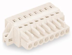 Socket header, 16 pole, pitch 5 mm, angled, light gray, 721-116/027-000