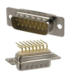 Złącze D-Sub 15-pinowe Męski Kąt prosty Montaż na panelu raster 2.75mm