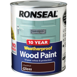 Ronseal 38775 10 Year Weatherproof Wood Paint Chestnut Gloss 750ml