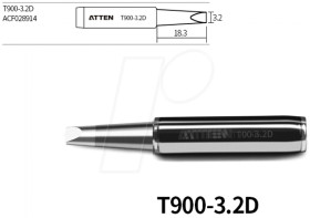 T900-3.2D Soldering tip, 3.2 mm, chisel-shaped, straight