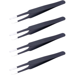 Quadrios 25EC174 ESD Tweezers Flat Tweezers Anti-static Coated 140mm Length