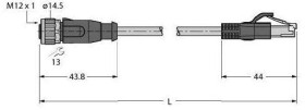 Turck 6441437 Złącze konfekcjonowane czujnika/aktuatora RKSD-RJ45S-4414-0.4M, 1 szt.