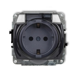 TREND Gniazdo bryzgoszczelne z/u SCHUKO (klapka dymna) srebrny metalik 7GPB-1sdp