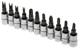 Zestaw nasadek rozmiar napędu 1/4 in elementy: 11 RS PRO typ napędu Kwadratowy gniazdo Star: T6, T8, T10, Spanner: 4,