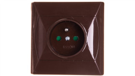 Akcent Gniazdo Pojedyncze Z/U Z Przesłonami Brązowe Gp-1Azp/24