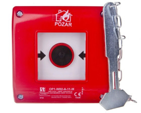 Przycisk ppoż. podtynkowy 1Z 1R czerwony z młotkiem OP1-W02-A-11-M