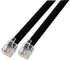 Telephone cable, RJ11 plug, straight to RJ11 plug, straight, 0.15 m, black, K2413SW.0,15