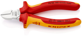 Knipex długość 140 mm gr. cięcia: 3mm VDE Stal elektryczna chromowo-wanadowa